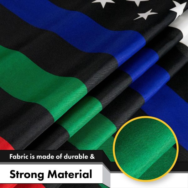 Thin Blue Green Red Line US Flag 3x5 Ft 10-Pack Printed 150D Polyester By G128 - Image 4