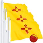 G128 3 Pack: New Mexico NM State Flag | 5x8 Ft | StormFlyer Series Embroidered 220GSM Spun Polyester | Embroidered Design, Indoor/Outdoor, Brass Grommets, Heavy Duty, All Weather