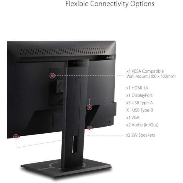 ViewSonic VG2440 24 Inch IPS 1080p Ergonomic Monitor with HDMI, DisplayPort, VGA, USB Inputs for Home and Office - Image 4