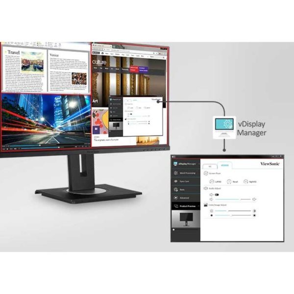 ViewSonic VG2440 24 Inch IPS 1080p Ergonomic Monitor with HDMI, DisplayPort, VGA, USB Inputs for Home and Office - Image 8