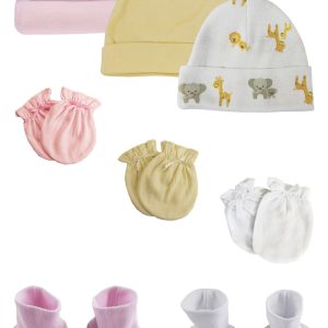 Baby Girls Caps, Booties And Mittens (pack Of 8) Nc_0385
