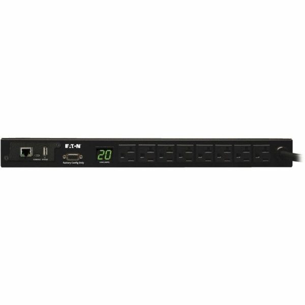 Eaton 1.9kW Single-Phase Monitored PDU, 120V Outlets (8 5-15/20R), L5-20P/5-20P Adapter, 12 ft. (3.66 m) Cord, 1U Rack-Mount, LX Platform Interface, TAA - Image 2