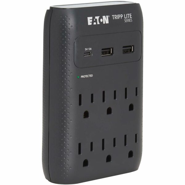 Eaton Tripp Lite Series Protect It! 6-Outlet Surge Protector - 5-15R Outlets, USB-C and USB-A Ports, 5-15P Direct Plug-In, 1080 Joules, Black - Image 2
