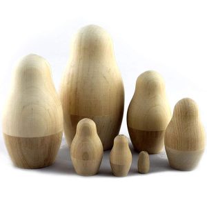 Matryoshka Russian Nesting Doll Babushka Blank Unpainted Set Handmade Souvenir Gift Handicraft 7 pcs