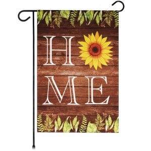 G128 Garden Flag Home Sunflower on Rustic Wood | 12x18 Inch | Printed Blockout Polyester - Summer Decoration
