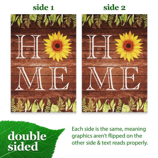 G128 Garden Flag Home Sunflower on Rustic Wood | 12x18 Inch | Printed Blockout Polyester - Summer Decoration - Image 3