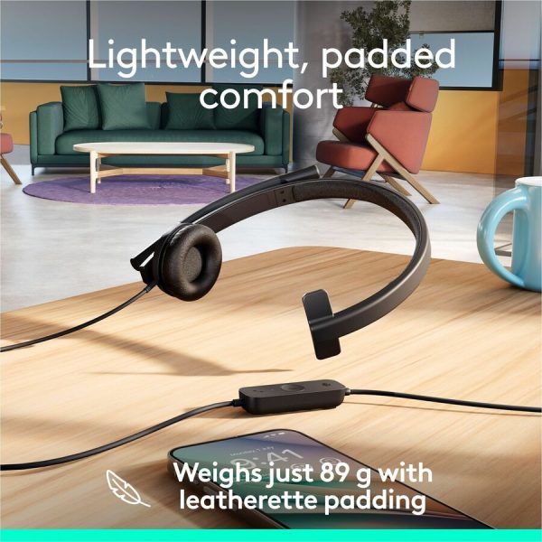 Logitech H570e USB Wired Mono Headset, USB-C, Noise-Canceling Mics, Inline Controls, Certified for Microsoft Teams, Black - Image 5
