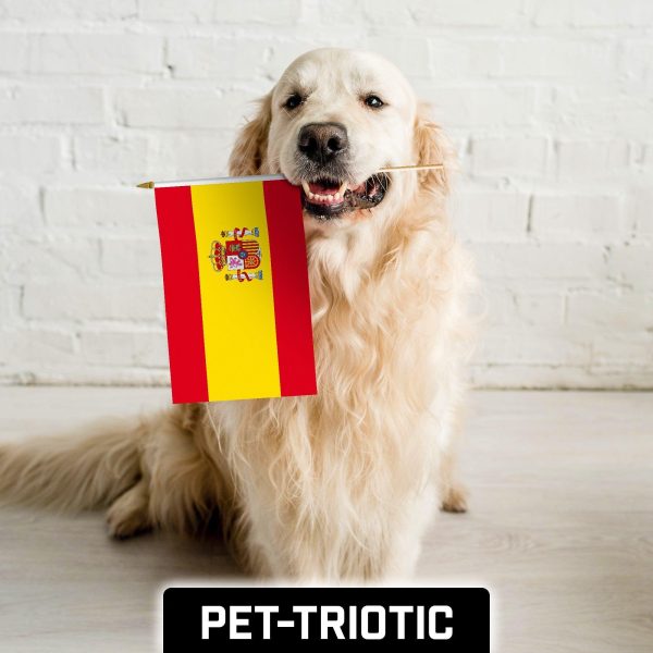 G128 50 Pack Handheld Spain Spanish Stick Flags | 12x18 In | Printed 150D Polyester, Country Flag, Solid Wooden Stick, Spear Gold Tip - Image 7