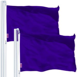G128 2 Pack: Solid Violet Color Flag | 2x3 Ft | LiteWeave Pro Series Printed 150D Polyester | Indoor/Outdoor, Vibrant Colors, Brass Grommets, Thicker and More Durable Than 100D 75D Polyester