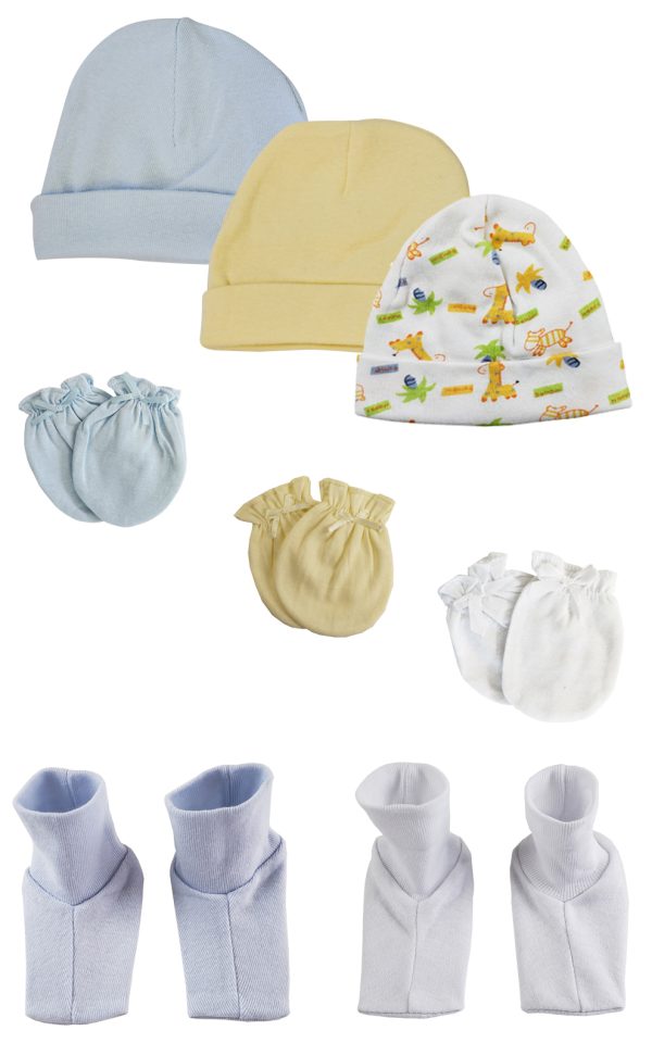 Baby Boy Infant Caps, Booties And Mittens (pack Of 8) Nc_0316