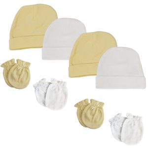 Baby Boy, Baby Girl, Unisex Infant Caps And Mittens (pack Of 8) Nc_0400
