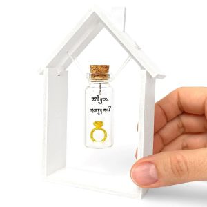 Kseniya Revta Cute Girlfriend and Boyfriend Gifts   Personalized Anniversary Present for Her Him   Custom Birthday Gift Idea for Women Men (Gold Ring   Will You Marry Me? in Wooden Frame)