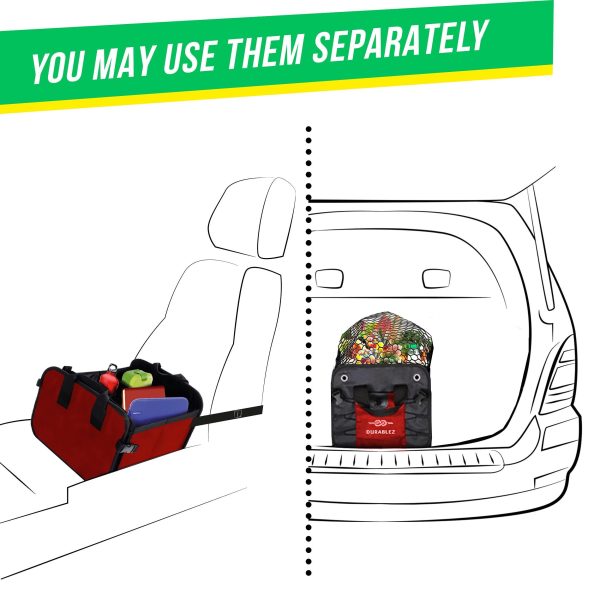3 Compartment Separable Collapsible Car Trunk Storage Organizer for SUV Minivan Truck Sedan   XL Red Black - Image 6