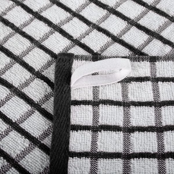 Premium Dish Towels for Kitchen with Hanging Loop [8 Pack] Heavy Duty Absorbent 100% Cotton 410 GSM Terry Kitchen Towels 16x26 (Black) - Image 3