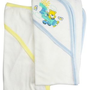 Infant Hooded Bath Towel (pack Of 2) 021b-blue--021b-yellow