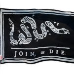 G128 - Join, or Die Flag (Black) 3x5 FT Printed Brass Grommets 150D Polyester Indoor/Outdoor - Much Thicker More Durable Than 100D 75D Polyester
