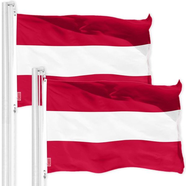 G128 2 Pack: Austria Austrian Flag | 3x5 Ft | Printed 150D Polyester - Indoor/Outdoor, Vibrant Colors, Brass Grommets, Quality Polyester, Much Thicker More Durable Than 100D 75D Polyester