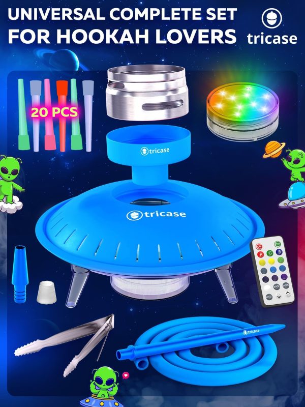 Premium Portable Blue Hookah Set   Blue Hookah Set UFO With Everything - Image 2
