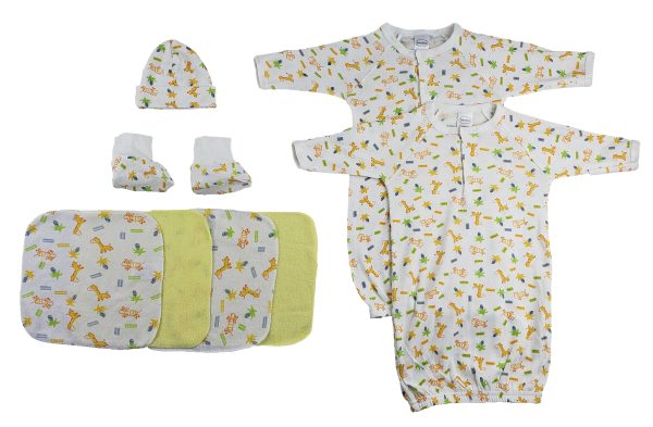 Gowns, Cap Booties And Washcloths - 8 Pc Set Cs_0023