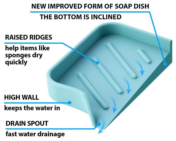 Light Green Silicone Soap Dish Tray Self Draining Soap Holder for Bar Soap Silicone Soap Tray with Drainage Soap Dishes for Bar Soap Soap Bar Holder Dish Soap Tray for Kitchen Counter - Image 5