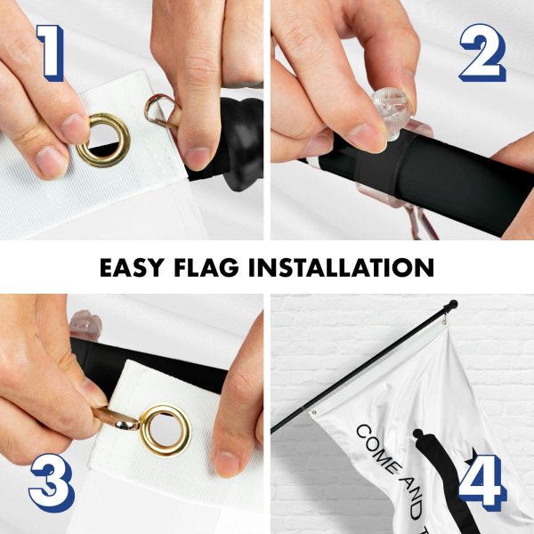 G128 - 6 Feet Tangle Free Spinning Flagpole (Black) Come and Take It (Gonzales Cannon) Double Sided Brass Grommets Embroidered 3x5 ft (Flag Included) Aluminum Flag Pole - Image 7
