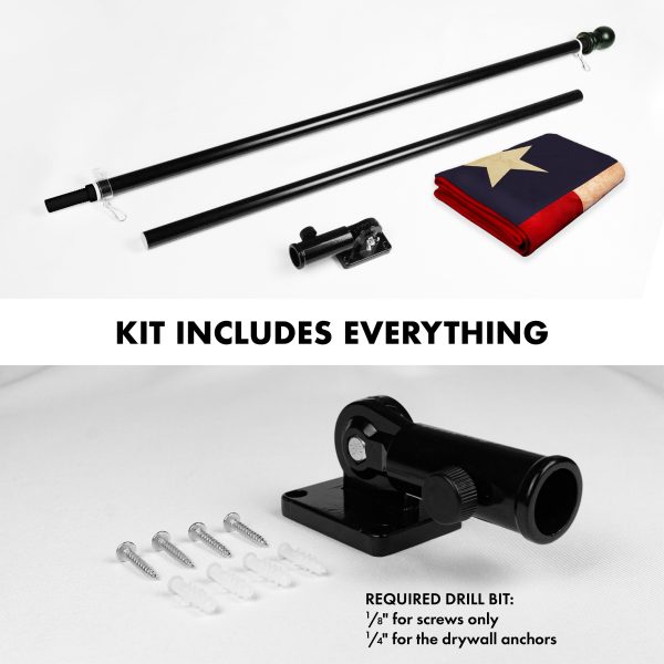 G128 Combo Pack: 5 Ft Tangle Free Aluminum Spinning Flagpole (Black) & Texas Tea-Stained Flag 2.5x4 Ft, ToughWeave Pro Series Embroidered 420D Polyester | Pole with Flag Included - Image 2