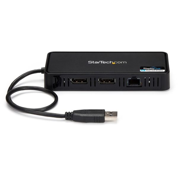 StarTech.com USB 3.0 Mini Dock - Dual Monitor USB Type-A Laptop Docking Station - DisplayPort 4K 60Hz & Gigabit Ethernet - 1' (30cm) cable - Image 3