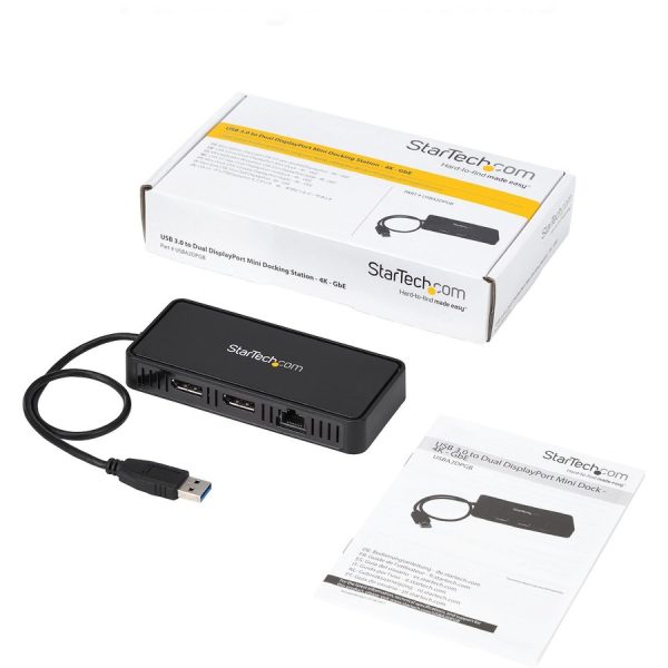 StarTech.com USB 3.0 Mini Dock - Dual Monitor USB Type-A Laptop Docking Station - DisplayPort 4K 60Hz & Gigabit Ethernet - 1' (30cm) cable - Image 6