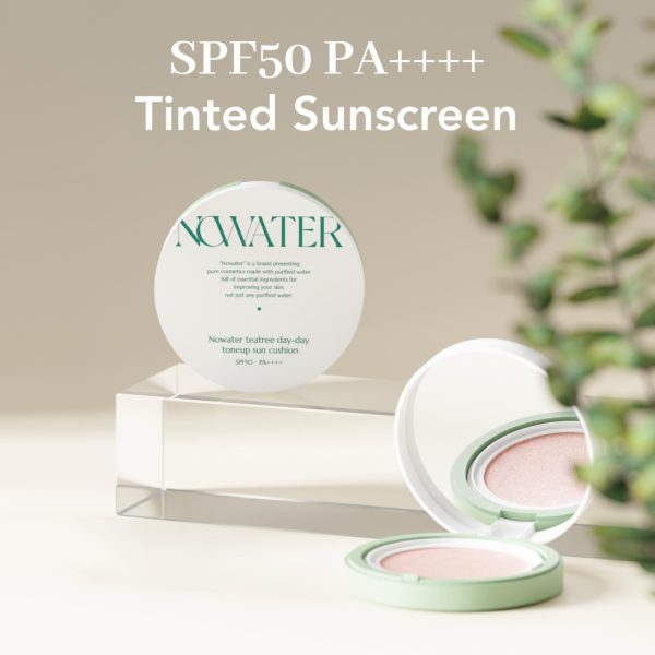 NOWATER Tea Tree Tone up Sun Cushion (SPF50  PA ) | No.21 | Cushion Foundation with UV Protection | Hyaluronic Acid Niacinamide | Korean Make up for face (0.88 fl.oz) - Image 3