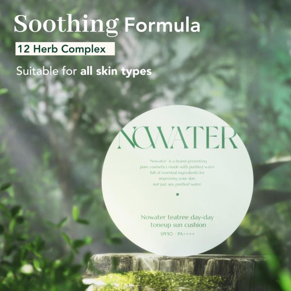 NOWATER Tea Tree Tone up Sun Cushion (SPF50  PA ) | No.21 | Cushion Foundation with UV Protection | Hyaluronic Acid Niacinamide | Korean Make up for face (0.88 fl.oz) - Image 5