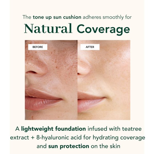 NOWATER Tea Tree Tone up Sun Cushion (SPF50  PA ) | No.21 | Cushion Foundation with UV Protection | Hyaluronic Acid Niacinamide | Korean Make up for face (0.88 fl.oz) - Image 6