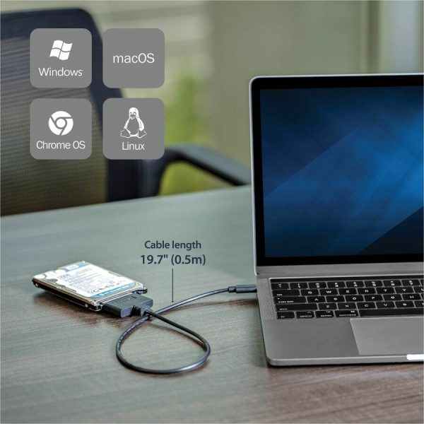 StarTech.com USB C To SATA Adapter - for 2.5" SATA Drives - UASP - External Hard Drive Cable - USB Type C to SATA Adapter - Image 3