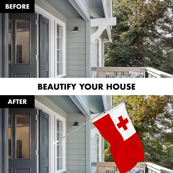 G128 Combo Pack: 6 Ft Tangle Free Aluminum Spinning Flagpole (Silver) & Tonga Tongan Flag 3x5 Ft, LiteWeave Pro Series Printed 150D Polyester | Pole with Flag Included - Image 3