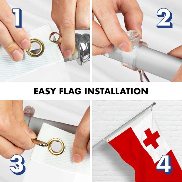 G128 Combo Pack: 6 Ft Tangle Free Aluminum Spinning Flagpole (Silver) & Tonga Tongan Flag 3x5 Ft, LiteWeave Pro Series Printed 150D Polyester | Pole with Flag Included - Image 7
