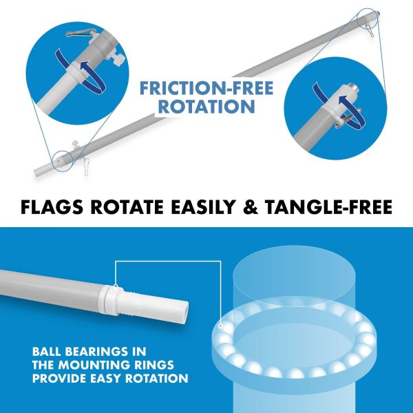 G128 Combo Pack: 6 Ft Tangle Free Aluminum Spinning Flagpole (Silver) & Tonga Tongan Flag 3x5 Ft, LiteWeave Pro Series Printed 150D Polyester | Pole with Flag Included - Image 9