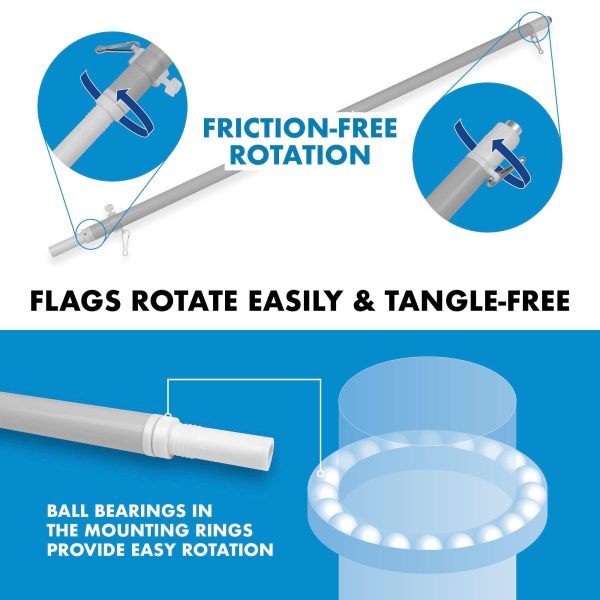 G128 Combo Pack: 5 Ft Tangle Free Aluminum Spinning Flagpole (Silver) & Solid Burgundy Color Flag 2x3 Ft, LiteWeave Pro Series Printed 150D Polyester | Pole with Flag Included - Image 9
