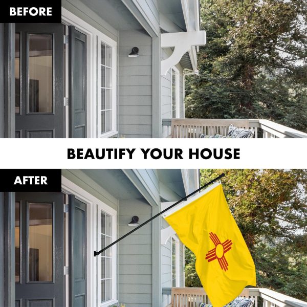 G128 Combo Pack: 5 Ft Tangle Free Spinning Flagpole (Black) & New Mexico Flag 2x3 Ft Embroidered 220GSM Spun Polyester, Brass Grommets (Flag Included) Aluminum Flag Pole - Image 3