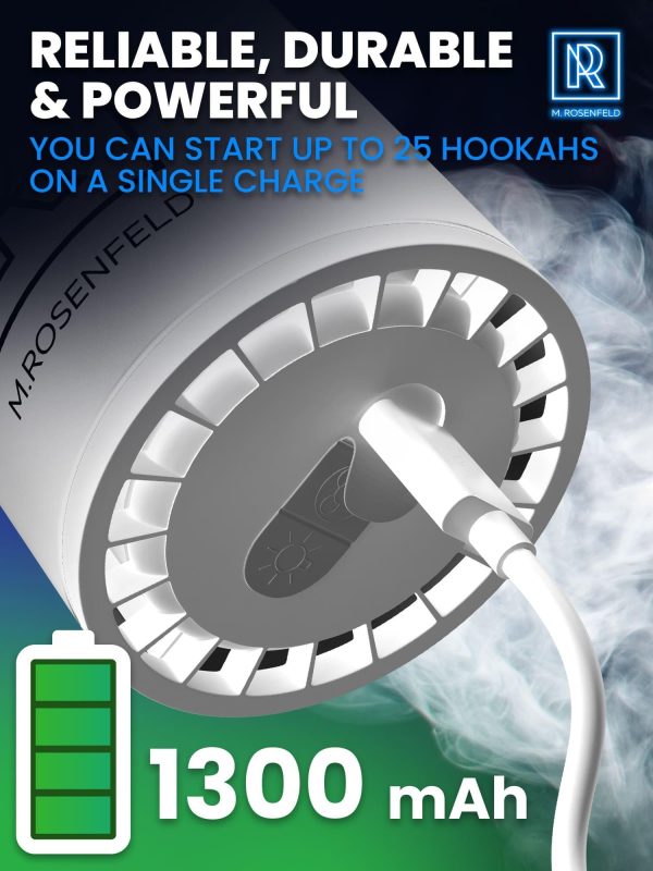 White Hookah Pump with 1300 mAh Rechargeable Battery   Electric Hookah Air Pump Kit with Led Light   Mini Hookah Pump Starter   Universal Shisha Hookah Starter Kit Helper   Hookah Starter - Image 8