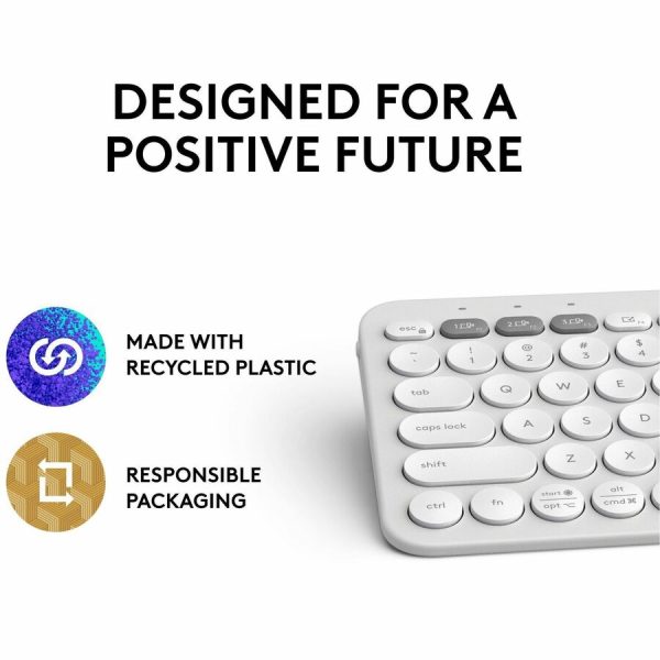 Logitech Pebble Keys 2 K380s, Multi-Device Bluetooth Wireless Keyboard with Customizable Shortcuts, Tonal White - Image 3