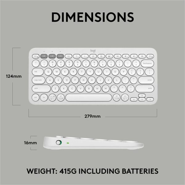 Logitech Pebble Keys 2 K380s, Multi-Device Bluetooth Wireless Keyboard with Customizable Shortcuts, Tonal White - Image 9