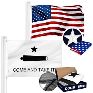 G128 Combo Pack: USA American Flag 3x5 Ft Embroidered Stars & Come and Take It Flag 3x5 Ft Embroidered Double Sided 3ply