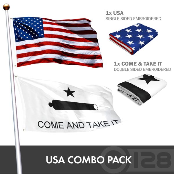 G128 Combo Pack: USA American Flag 3x5 Ft Embroidered Stars & Come and Take It Flag 3x5 Ft Embroidered Double Sided 3ply - Image 2