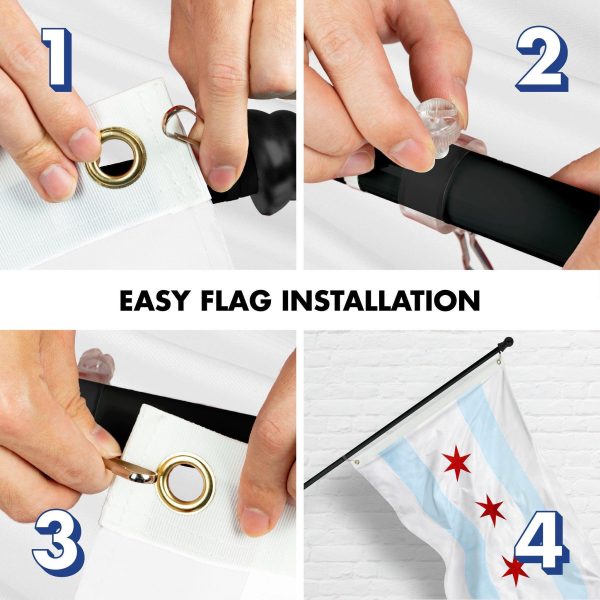 G128 Flag Pole 5 FT Black Tangle Free & Chicago Flag 2.5x4 FT Combo Embroidered 300D Polyester - Image 7