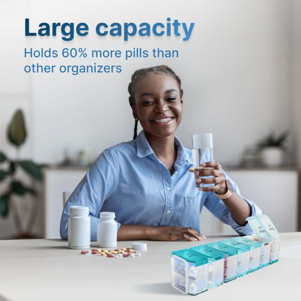 Extra Large Weekly Pill Organizer 2 Times a Day   XL Pill Case Am Pm   Big Pill Box 7 Day Oversized Daily Vitamin Organizer Jumbo Pill Container Medicine Holder Twice a Day Supplement Dispenser Blue