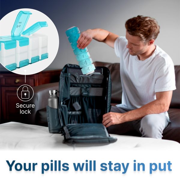 Extra Large Weekly Pill Organizer 2 Times a Day   XL Pill Case Am Pm   Big Pill Box 7 Day Oversized Daily Vitamin Organizer Jumbo Pill Container Medicine Holder Twice a Day Supplement Dispenser Blue - Image 4