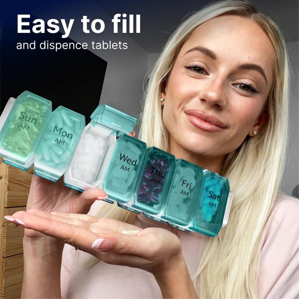 Extra Large Weekly Pill Organizer 2 Times a Day   XL Pill Case Am Pm   Big Pill Box 7 Day Oversized Daily Vitamin Organizer Jumbo Pill Container Medicine Holder Twice a Day Supplement Dispenser Blue - Image 5