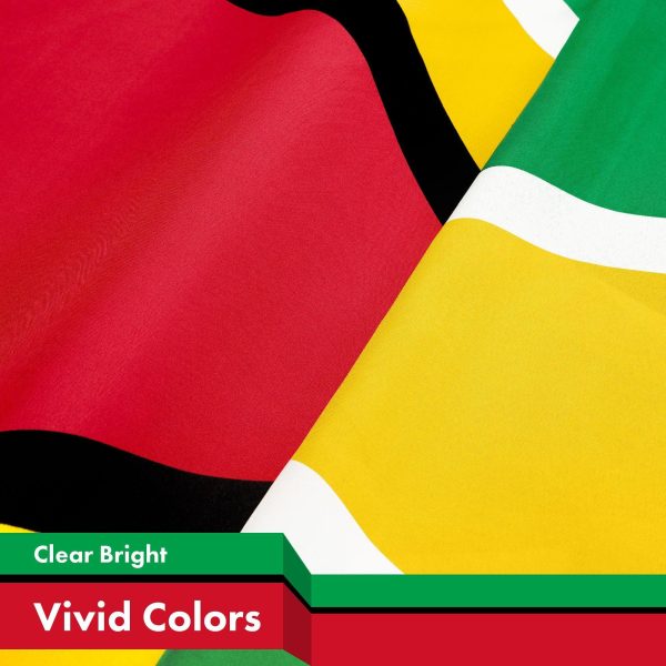 G128 2 Pack: Guyana Guyanese Flag | 3x5 Ft | LiteWeave Pro Series Printed 150D Polyester | Country Flag, Indoor/Outdoor, Vibrant Colors, Brass Grommets, Thicker and More Durable Than 100D 75D Polyester - Image 3