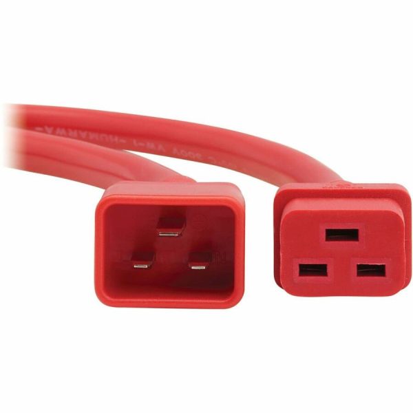 Eaton Tripp Lite Series Power Extension Cord, C20 to C19 - Heavy-Duty, 20A, 250V, 12 AWG, 2 ft. (0.6 m), Red - Image 3