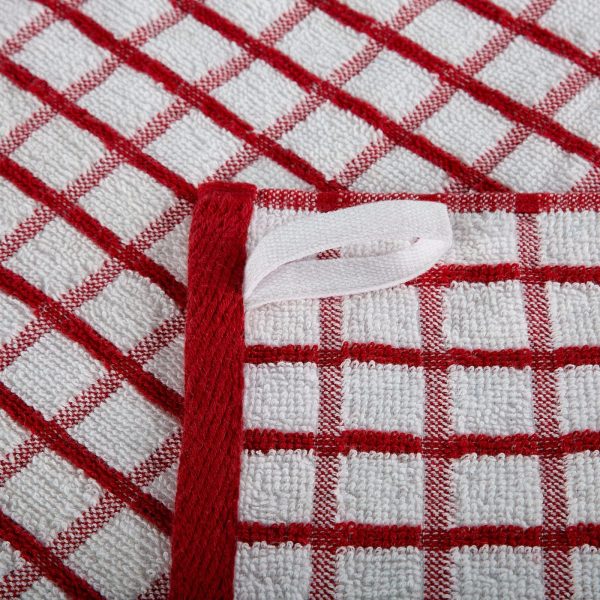Premium Dish Towels for Kitchen with Hanging Loop [8 Pack] Heavy Duty Absorbent 100% Cotton 410 GSM Terry Kitchen Towels 16x26 (Red) - Image 3
