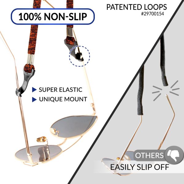 Eye Glasses String Holder Strap - Eyeglass Straps Cords for Men Women - Eyeglass Holders Around Neck - Sunglasses String Chain Lanyard Retainer - 4 Pcs Orange Blue - Image 3